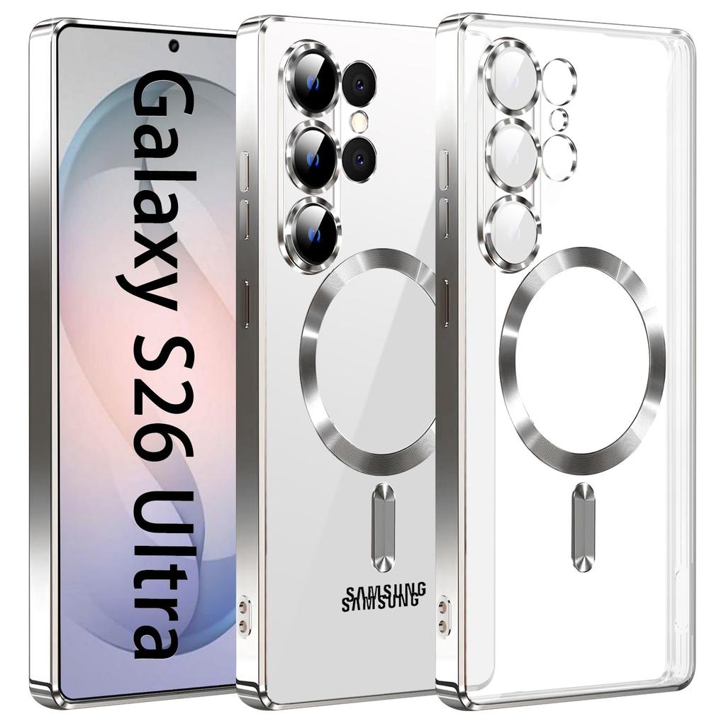 Case for Samsung S26 Ultra with Clear Shockproof Slim Magnetic Phone Protective Ultra Strong Magnet Non-Yellowing Cover Back