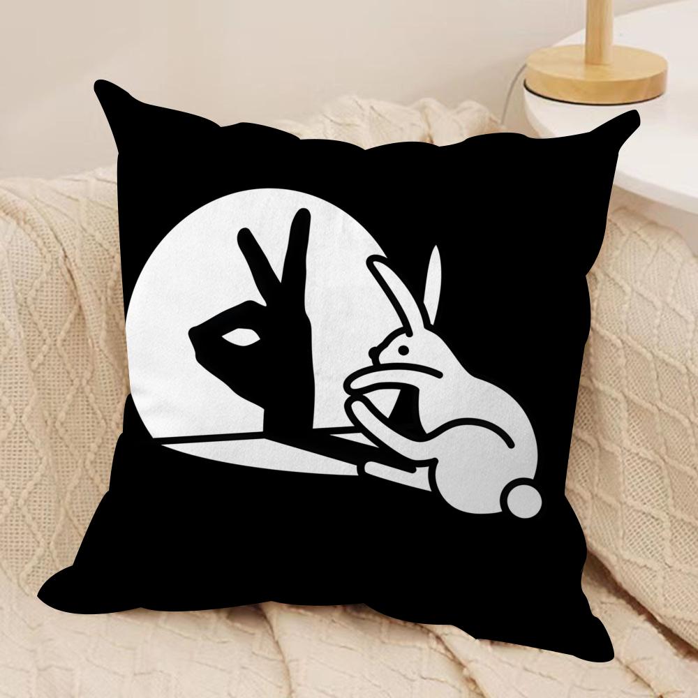Funny Rabbit hand shadow Cushion Cover Soft Plush Fabric DoubleSided Printed Cushion Covers for All Seasons Modern Home Decor