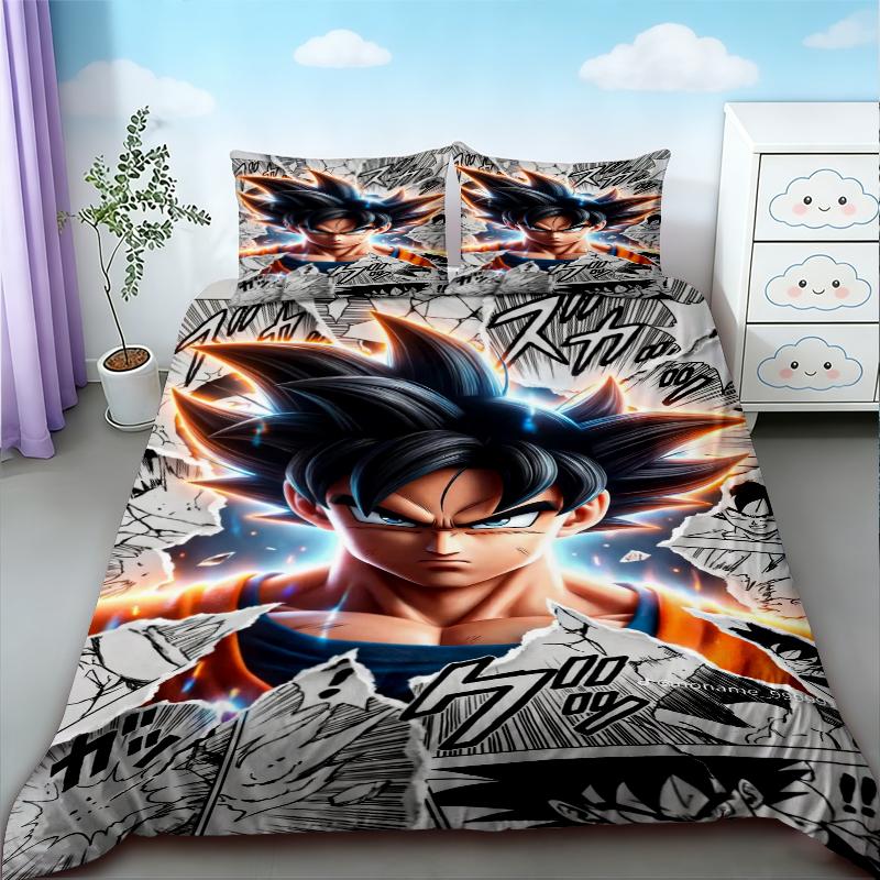 Пододеяльник Dragon Ball Аниме Мягкий Удобный Двуспальный Односпальный Кинг Детский Взрослый Подарок Комплект из Трех Предметов Декоративная Простыня Наволочка