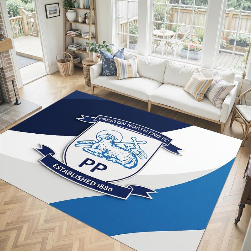 Preston North End Football Design Crystal Velvet Carpet Cozy Non?Slip Printed Rug For Bedroom Living Room Entrance