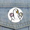 32/44/58mm Cartoon Honk White Goose Brooches Pins Cute Animal Duck Round Badges Clothes Lapel Pin Fashion Jewelry Gift Accessory
