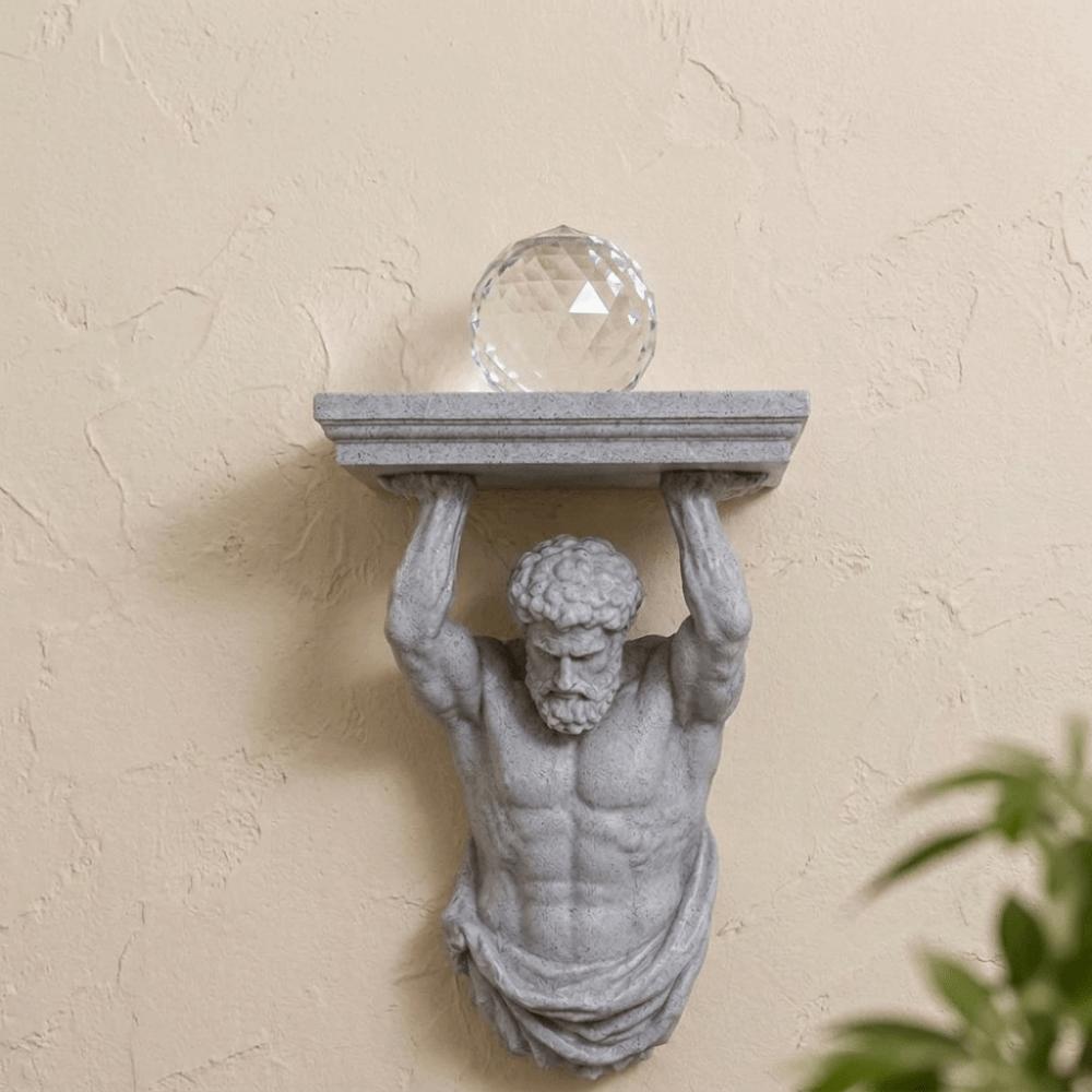 Plastic Floating Storage Rack Decorative Atlas Statue Wall Bracket Atlas Wall Shelf Home Decor