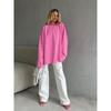 Women S Pink Long Sleeve T Shirt Loose Fit Solid Color Casual Top