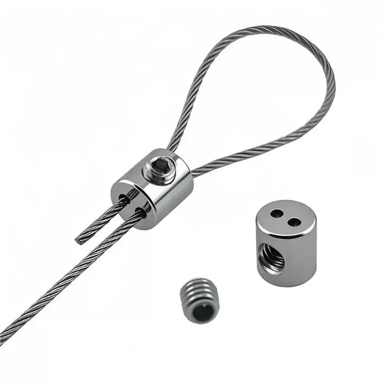 5PCS Steel Wire Rope Clamp Stainless Steel Cable Hanging Clip Double Hole Adjustable Screws Fixed Hardware Accessories