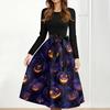 Women's Casual Fashion Halloween Printed Round Neck Vintage Dress
