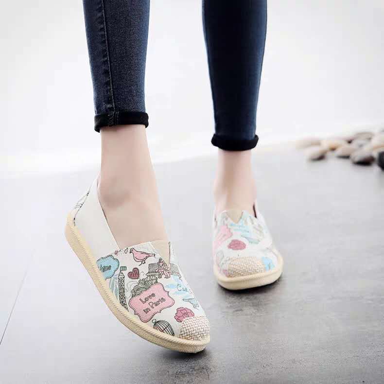 Женская обувь из парусины, новые летние дышащие повседневные туфли на плоской подошве из конопли, женские туфли в корейском стиле с рисунком рыбака, мюли