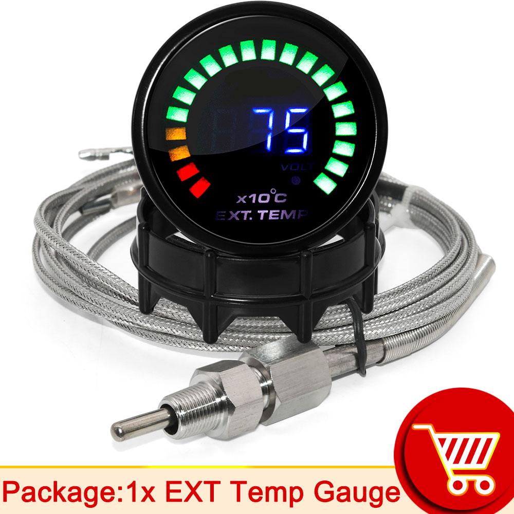 AD 52MM compteur de température de l'eau 20 LED affichage numérique jauge de suralimentation pression d'huile température d'huile voltmètre AFR