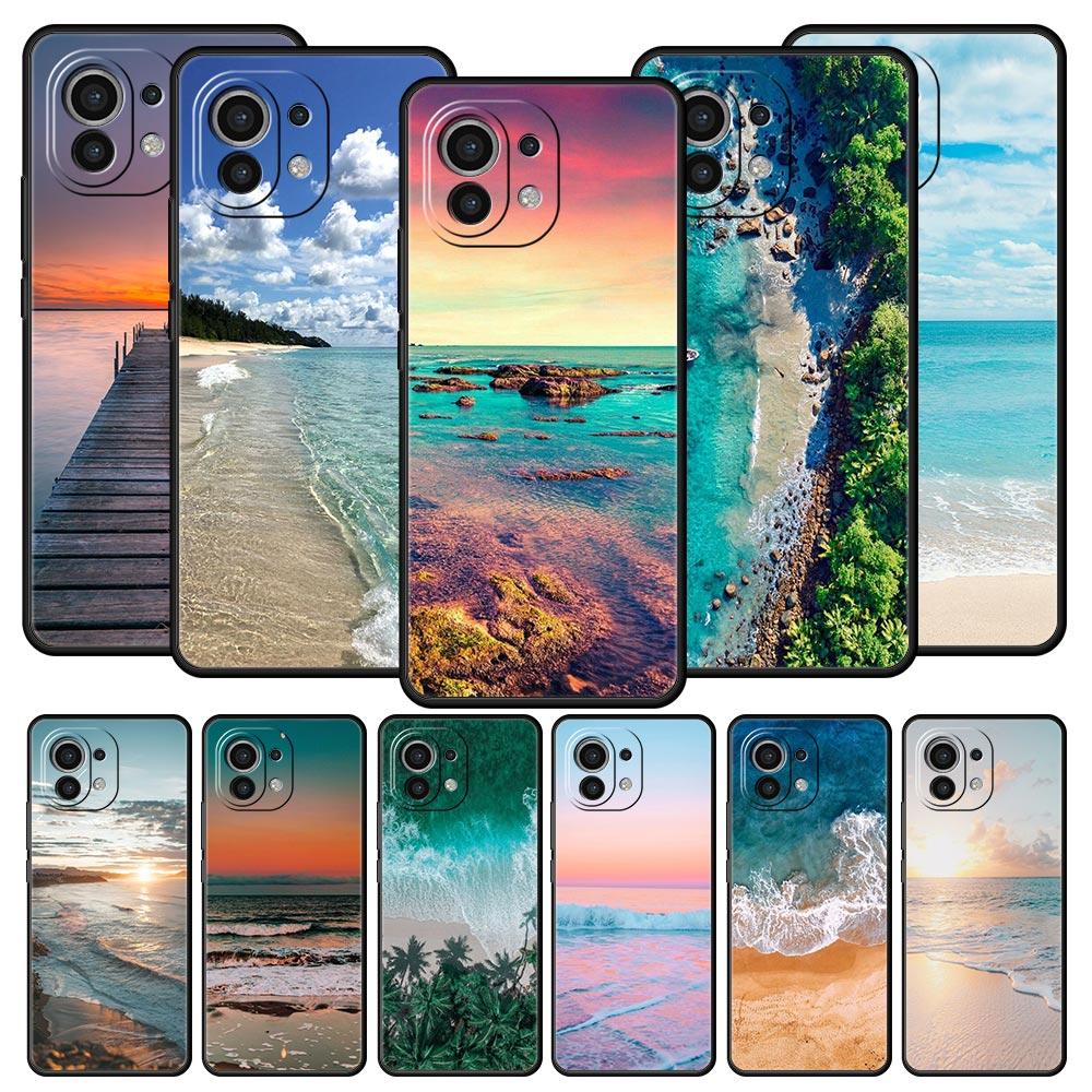 Морская синь Небо пляж Чехол для телефона Для Xiaomi 13 12 11 Lite 12T 11T 10T 9T Mi Poco X5 M4 M3 X4 X3 Pro F5 F4 F3 GT 5G Черная крышка