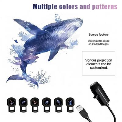 Светодиодный USB-проектор 3/6 шт. с узорами- Проектор-ночник с регулируемым изображением кита, бабочки, медузы, морской звезды - Подарок на фестиваль