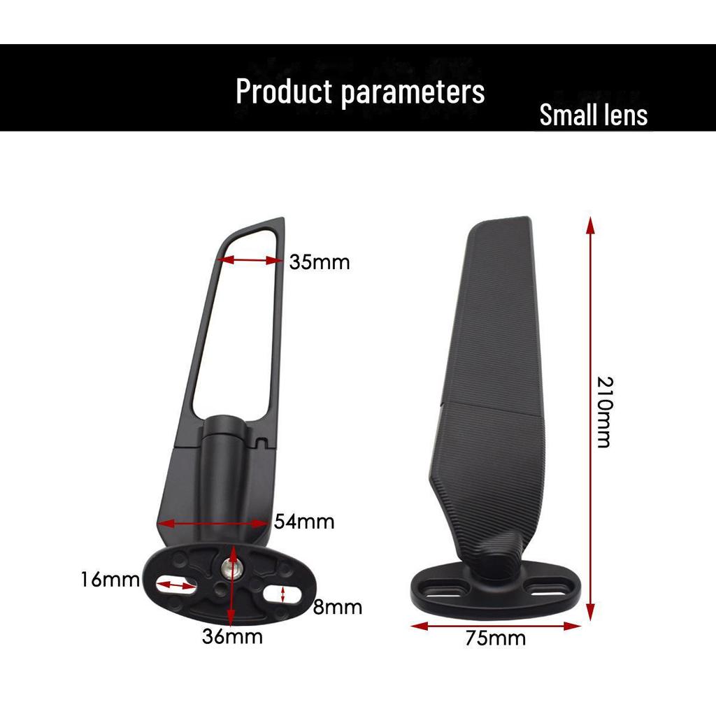 Modified Wind Knife Rearview Mirror for GSX250, GSXR600, Ninja 600, SR250 - Fixed-Wing Design for Racing and Sports Bikes.