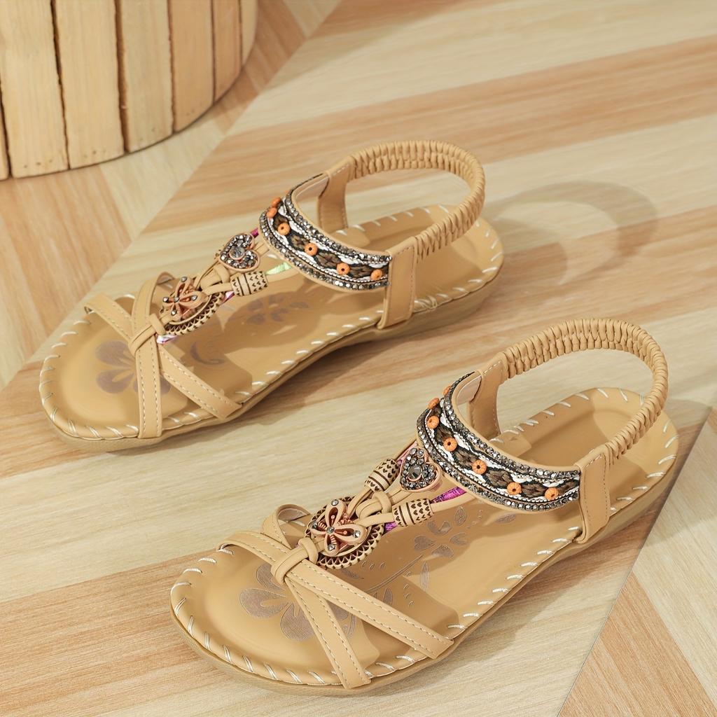 Fashion Retro Women's Sandals Flower Print Sewing Shoes Summer