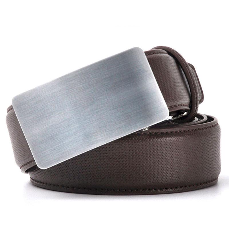 Ремень деловой мужской с автоматической пряжкой из цинкового сплава, кожаный ремень для платья, ремень из коровьей кожи