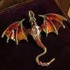 Long-lasting Dragon Pin 2Pcs Rhinestone Flying Brooch, Western Winged Lapel Pin, Alloy Brooch Sweater Cardigan Coat Suit Scarf Decor, Men Jewelry