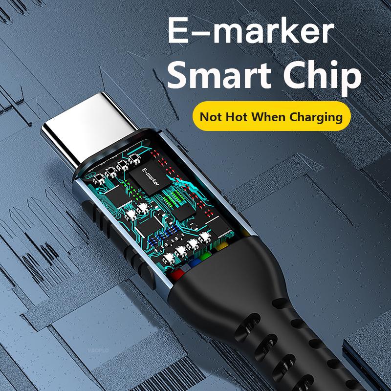 VAORLO Кабель для быстрой зарядки 100 Вт, кабель Type-C к кабелю Type-C для Huawei Xiaomi, кабель для быстрой зарядки 5A, USB-C к USB-C, кабель для передачи данных CC