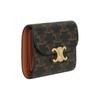 CELINE Triomphe Vintage Classic All-Over Print Metallic-Finish Lock Clasp Tri-Fold Canvas Wallet Small Women's Tan