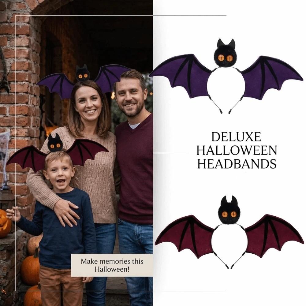 Plush Bat Ornament Bat Headband Soft Velvet Fabric Halloween Headband Bat Headpiece Night Party