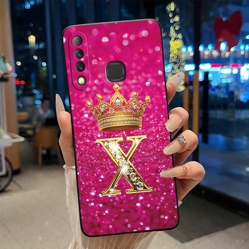 Красивый чехол-корона с буквами от А до Я для Infinix S4 Smart3 Plus X626 X267, черный, из мягкого силикона, противоударный