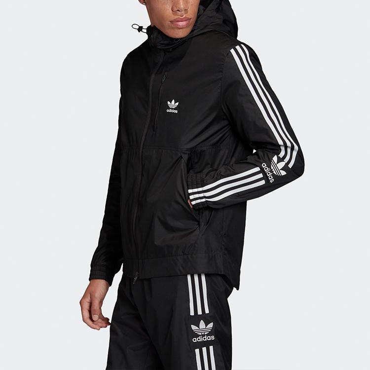 Adidas Оригиналы Трилистник Lock Up WB Полная молния Повседневная спортивная толстовка с капюшоном Мужские топы Черный FM3815