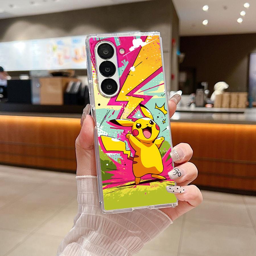 Прозрачный Мягкий Чехол для Телефона для Samsung Galaxy Z Fold 7 6 5 4 3 ZFold4 ZFold5 ZFold3 ZFold6 ZFold7 Милый Покемон Пикачу