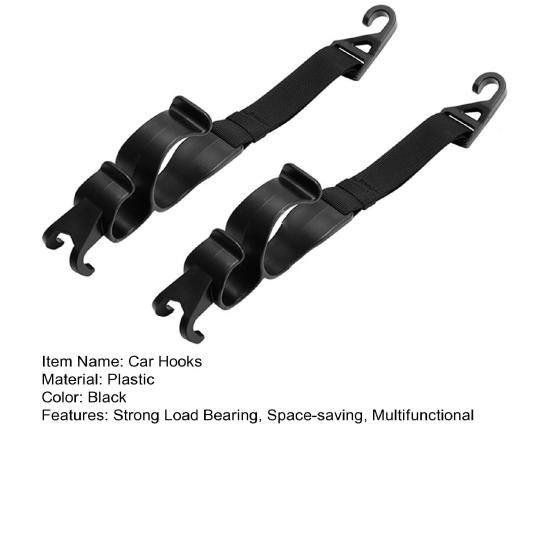 1 Pair Car Hooks Easy To Install Stable Multifunctional Adjustable Creative Storing Bag Black Car Umbrella Storage Rack Car Supply
