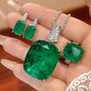 Jewelry Set Emerald Earrings Ring Pendant High Sense Female