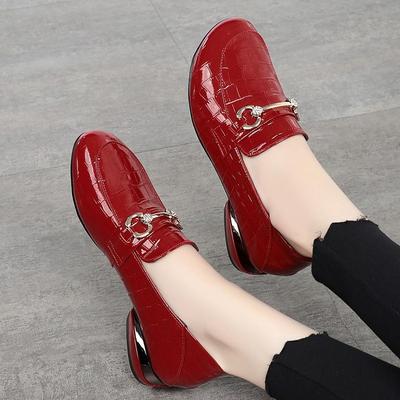 Лакированные лоферы из искусственной кожи Весна и осень Низкий каблук Маленькие кожаные туфли Женские Мягкая подошва Мягкий верх Плоская подошва Одинарные туфли Женская обувь