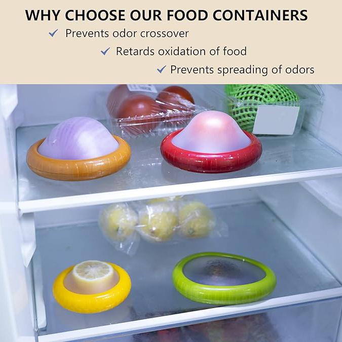 4 шт. держатель для хранения лука, авокадо, помидоров, многоразовые контейнеры для хранения в холодильнике - идеально подходит для чеснока, лука, лимонов и картофеля