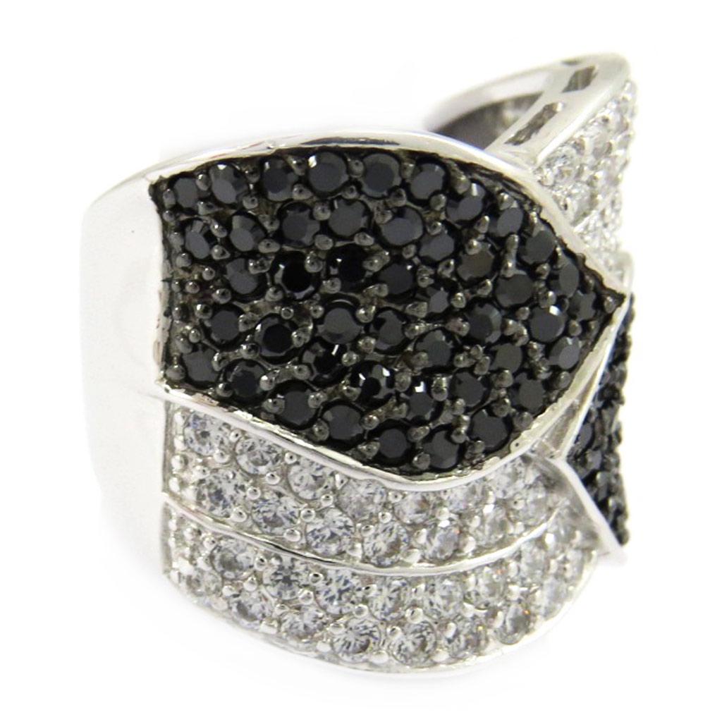 Silver Ring 'Romy' Black White Silver (rhodium) - 20 Mm