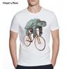 Men's Creative Sea Turtle/Lion Cycling Fixed Gear Bike Print Short Sleeve Tshirt Hipster Streetwear Tops Cool Animals Desgin Tee
