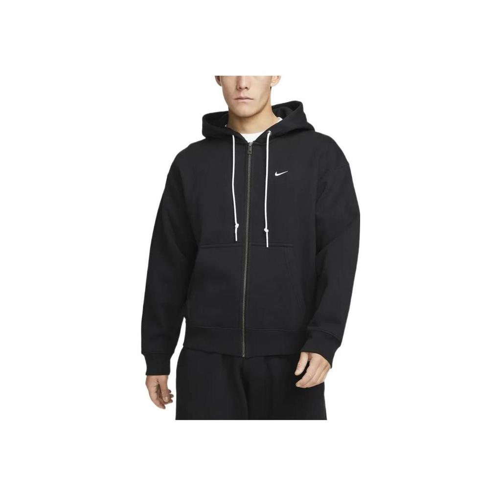 Nike Мужская спортивная куртка с капюшоном на молнии, вышитый логотип, подкладка из мягкого флиса, стандартный крой, повседневная спортивная верхняя одежда, черный DR0404-010