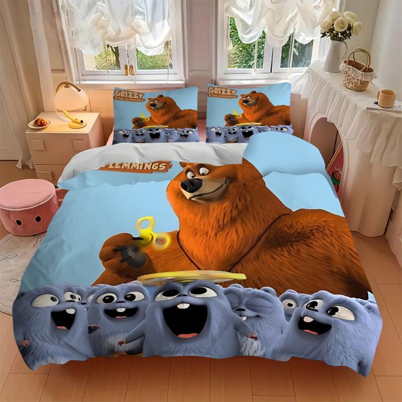 Grizzly Lemmings Adventure Print 3Pcs Bedding Setduvet Cover With 2 Bedropillowcase Home Birthday Gift