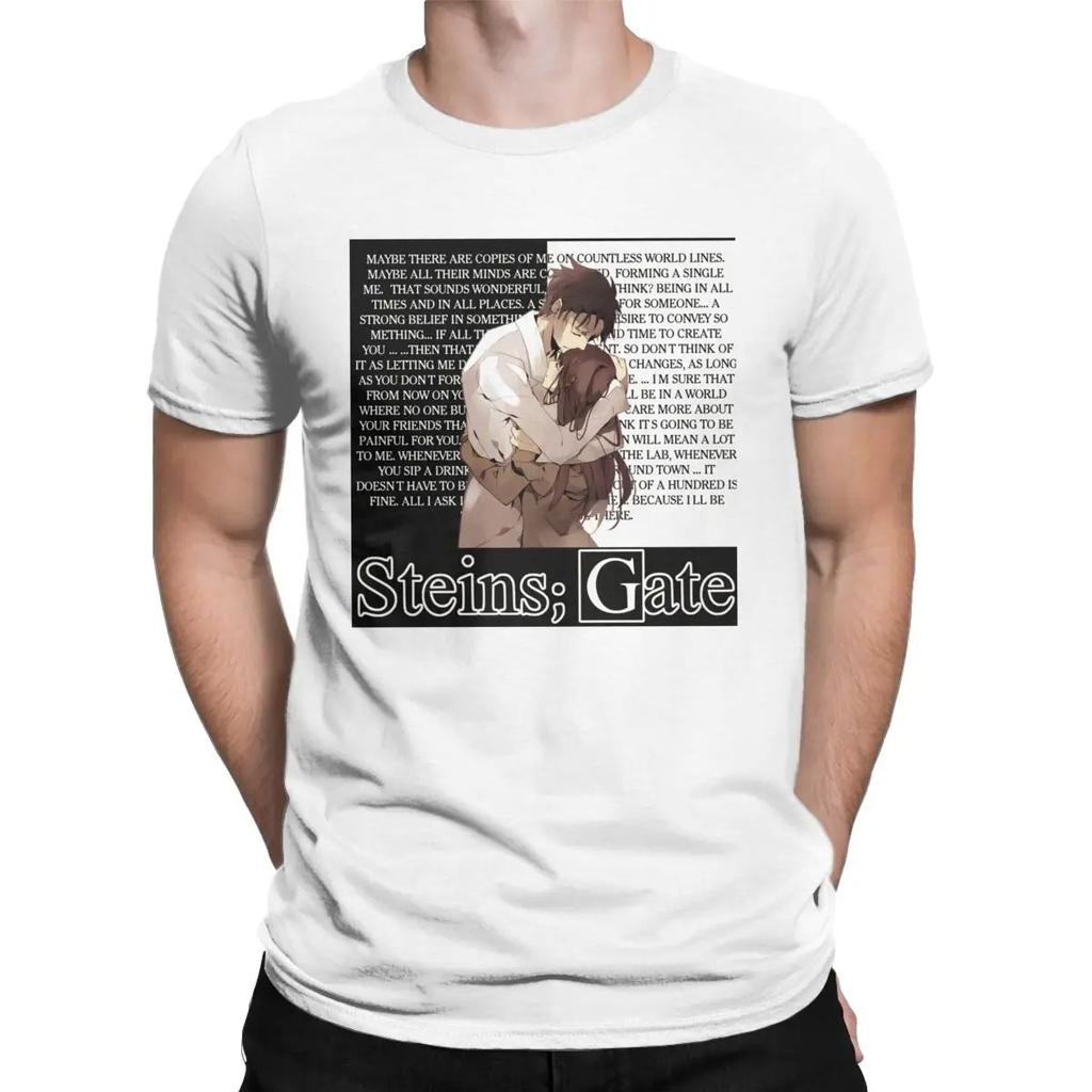 Unisex Okabe Rintarou Moe Kurisu Steins Gate T Shirt Cotton Tops Leisure Short Sleeve Crew Neck Tees New Arrival TShirts Y2K