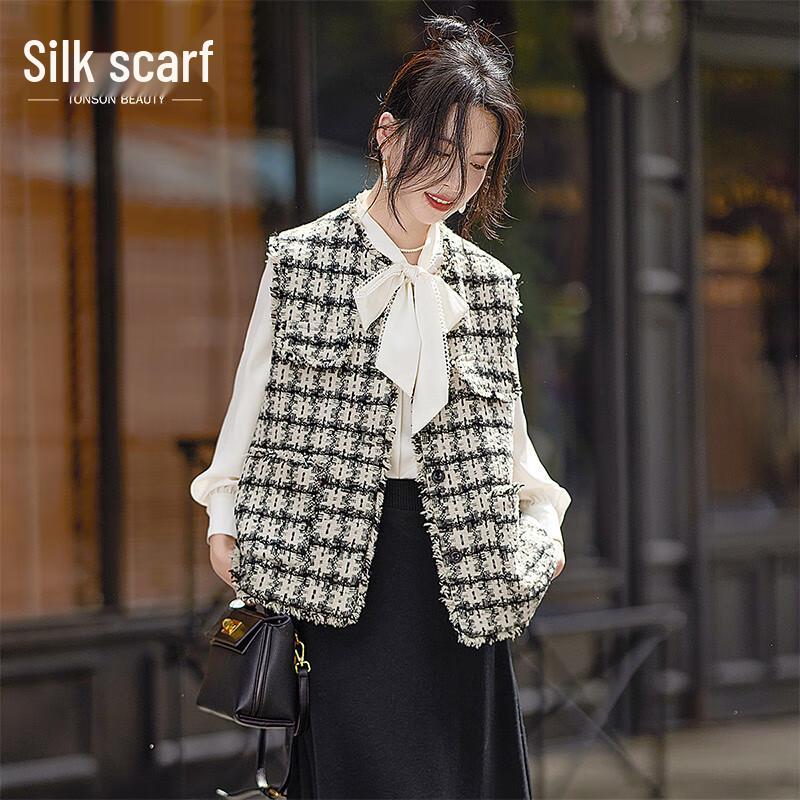 Women's Little Fragrance Style Plaid Vest