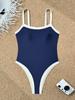 1011 new European and American one-piece swimsuit female sexy color matching and thin belly covering beach hot spring bikini swimsuit