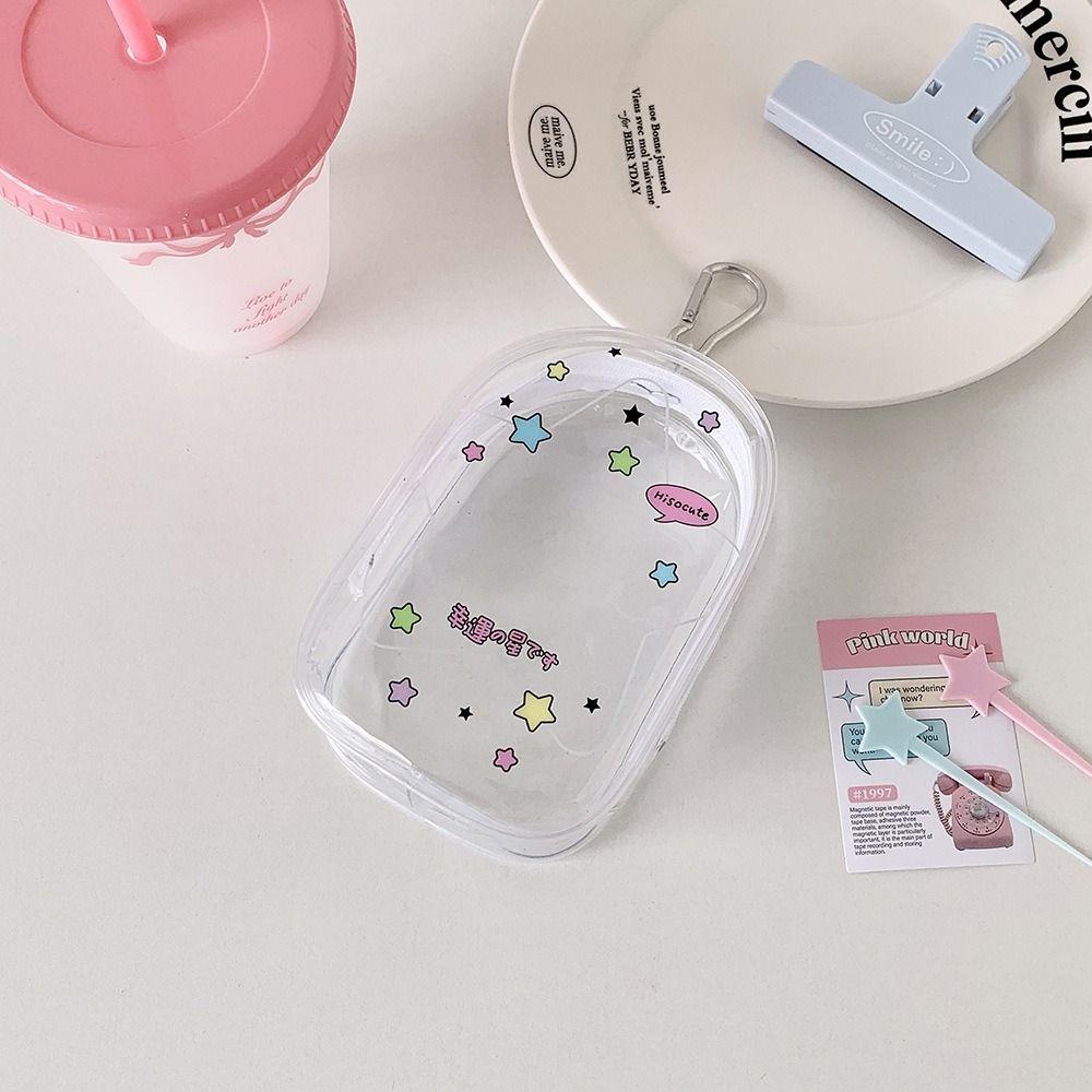 2Pcs With Keychain Doll Storage Bag Cartoon Pattern Doll Transparent Case  Outdoor