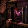 Metal Book Holder for Study Magical Floating Dragon Bookshelf Lamp, Warm LED Night Light, Fantasy Novel Collector Gift Reading Nook Decor, Unique