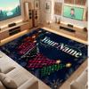 Christmas Theme Soft Crystal Velvet Rug Custom Name & Text Print Non Slip Floor Rug for Bedroom Living Room
