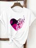 (Asian Size) Tee Print Trend Love Heart Trend Fashion Top Women Clothing T Shirt Woman Female Short Sleeve Graphic T-shirts