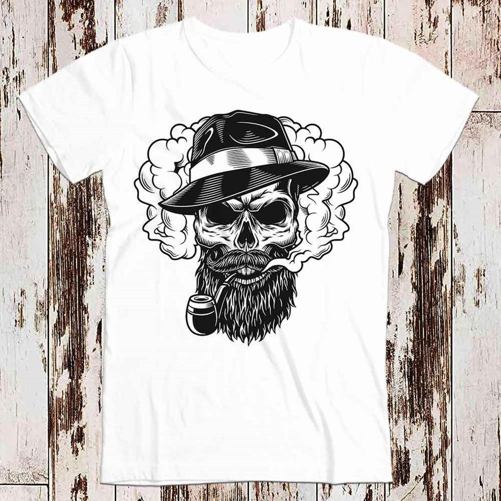 Beard Skull Bone Sailor Pirate Cool Gift Tee T Shirt Meme Gift Funny Tee Vintage Unisex Gamer Cult Movie Music Adult Top Tee 8052