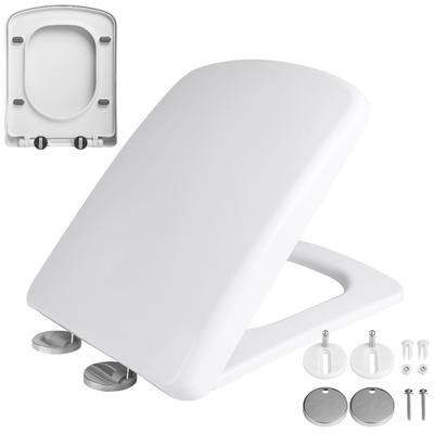 Квадратное сиденье для унитаза с мягким закрыванием, одной кнопкой, быстросъемное сиденье для унитаза для легкой установки с верхними крепежными отверстиями, регулируемый шарнир