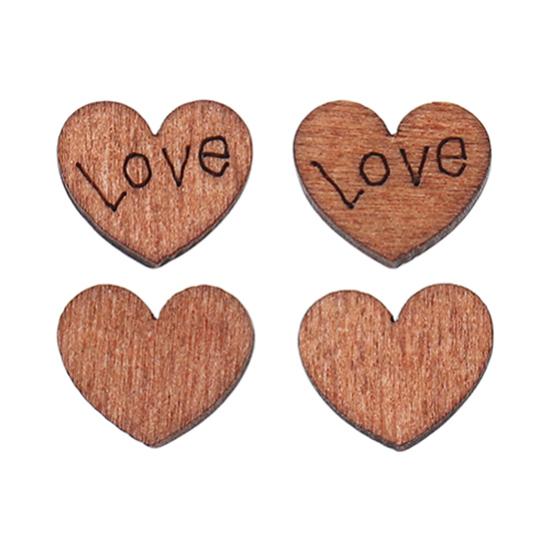 100Pcs/Lot Love Heart Shape Wood Sewing Appointment Wedding Decoration Buttons