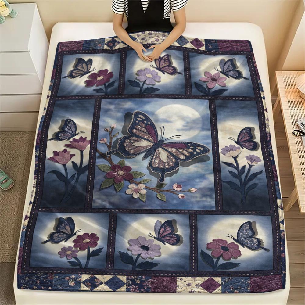 Butterfly Decoration Print Flannel Blanket, High quality Comfortable for All Seasons, Home Decor, Warmth and Comfort, Perfect for Christmas Gifts33