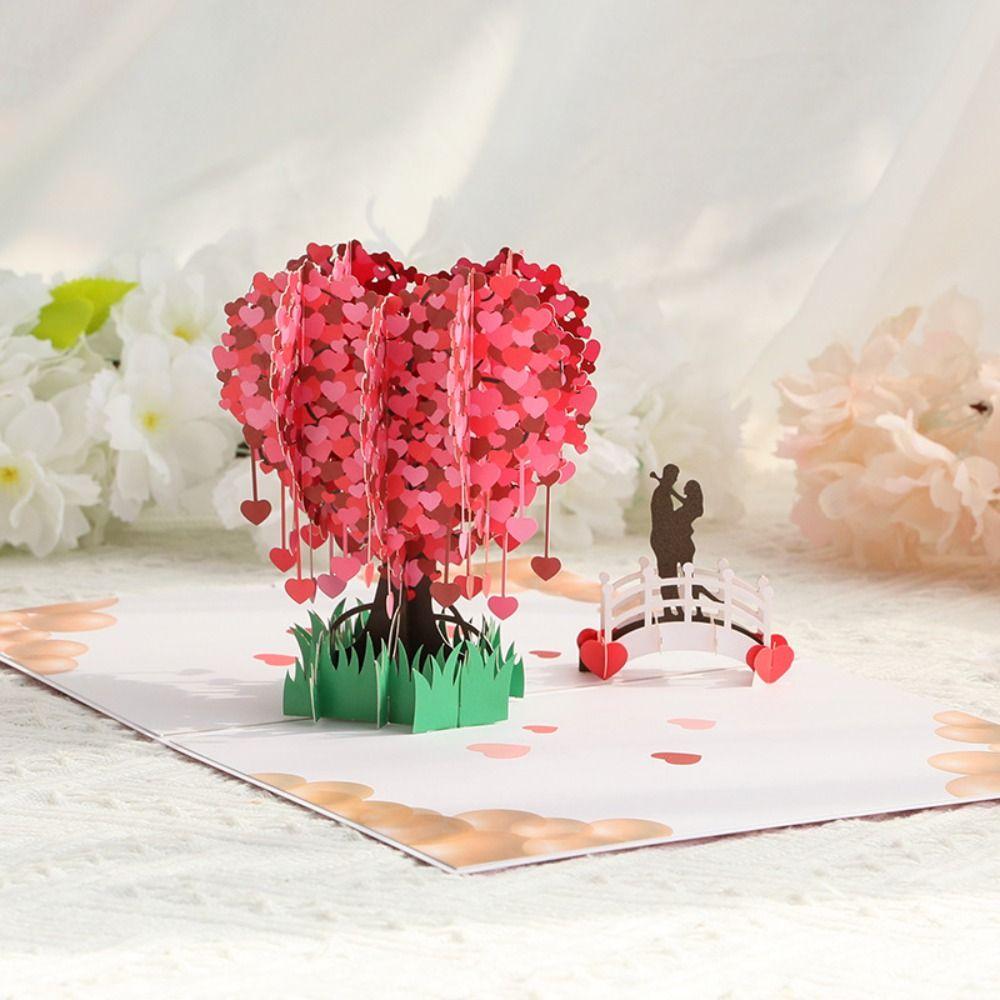Love Forever Pop UP Greeting Cards Handwriting 3D Love Postcard Birthday
