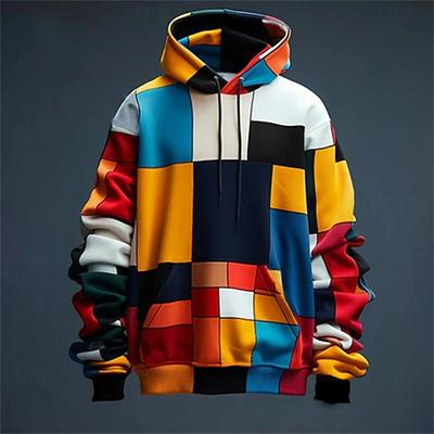 Худи Y2K для мужчин и женщин, 3D-симуляция, пэчворк, клетчатый принт, толстовки с капюшоном, топ, уличная одежда для детей, пуловеры