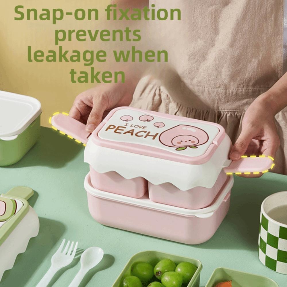 Fruit Pattern Plastic Lunch Box Drop-proof Compartment Lunch Box Cartoon Lunch Box Girls