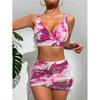 Sexy 3 Pieces Bikinis Swimsuit for Women 2024 Thong Bikini Set Tie Dye with Skirt Cover Up Swimwear Female Beach Bathing Suit