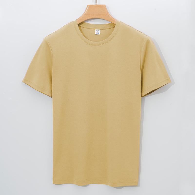 Mercerized Cotton T-shirt Men's Short-sleeved Round Neck Solid Color Pure Cotton Velvet Cotton Men's T-shirt