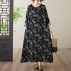 Long Sleeve Plus Size Cotton Vintage Floral New In Dresses for Women Casual Loose Spring Autumn Dress