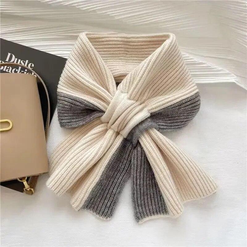Women's Fashion Winter Scarves High Quality Knitted Scarf Vintage Stripe Pattern Scarves Winter Outdoor Warm Scarves