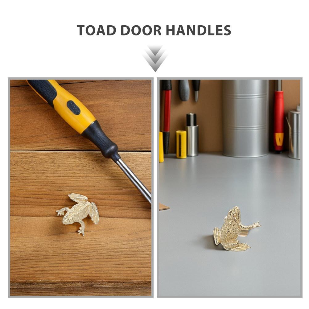 2Pcs Brass Toad Door Pulls Chinese Fortune Symbol Decorative Cabinet Handles Drawer Pulls for Kitchen Living Room Bedroom Brass